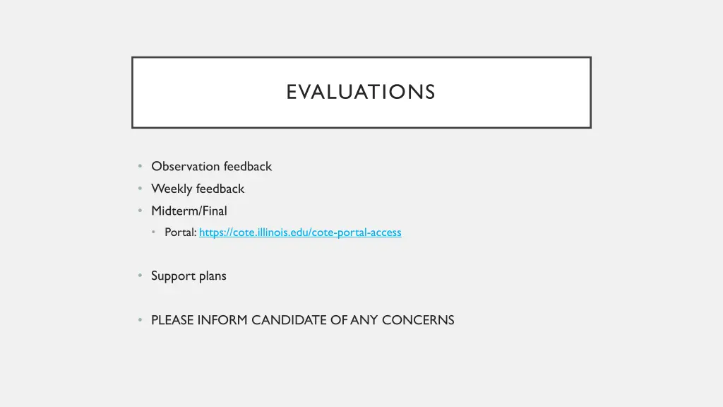 evaluations