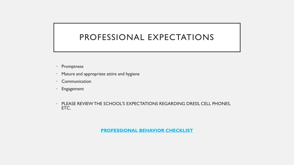 professional expectations