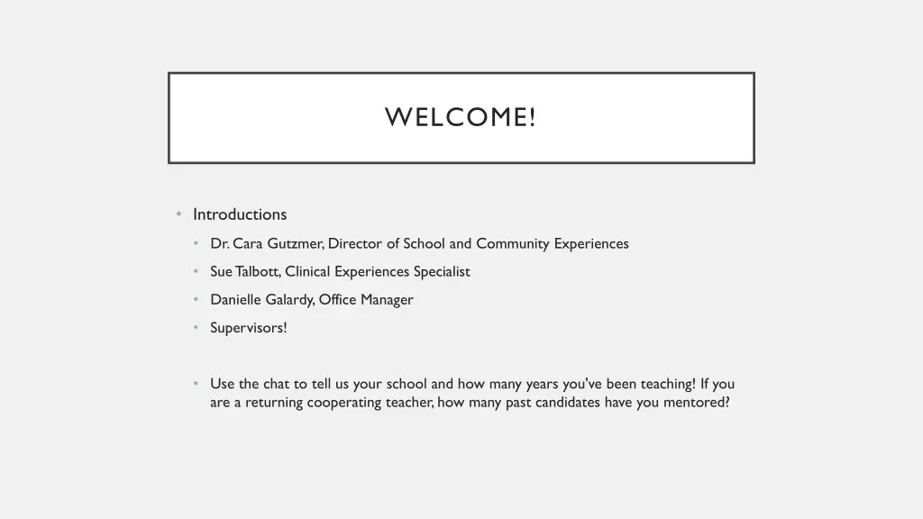welcome