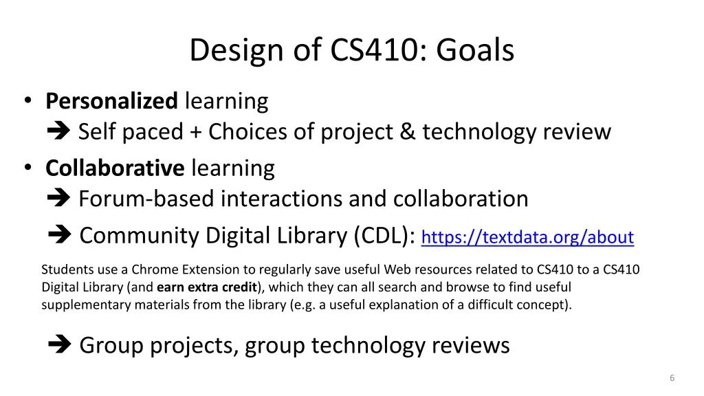 design of cs410 goals 1