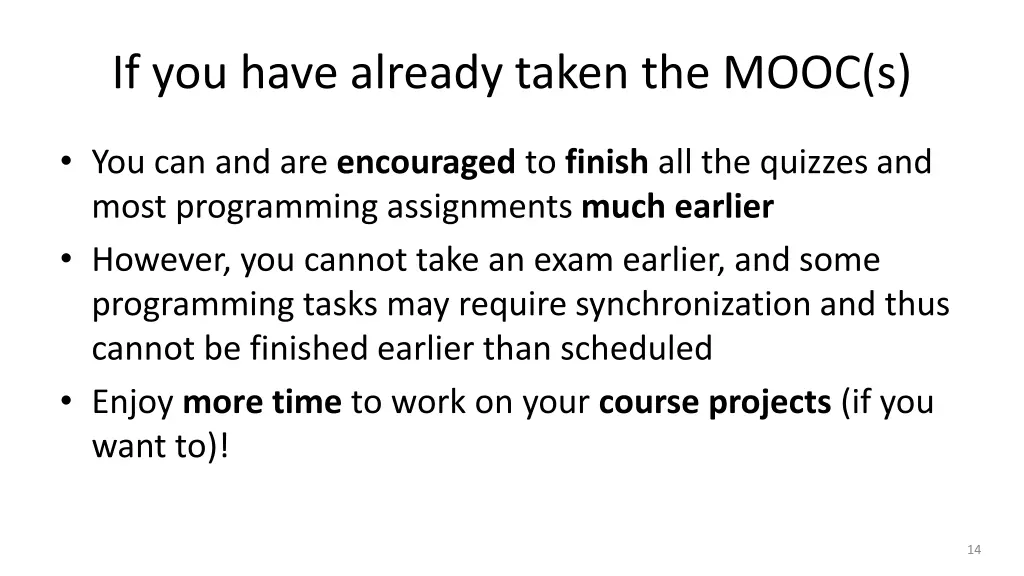 if you have already taken the mooc s