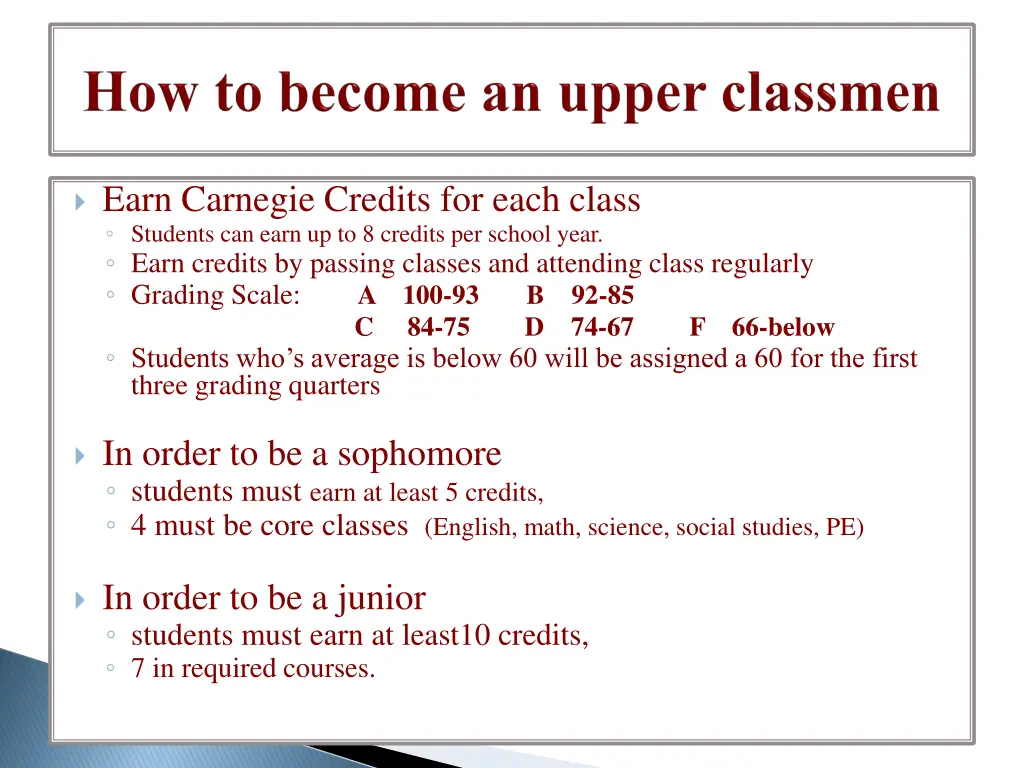 earn carnegie credits for each class students