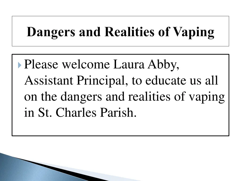 please welcome laura abby assistant principal