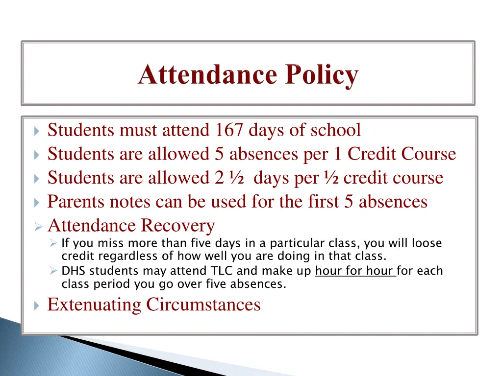 students must attend 167 days of school students