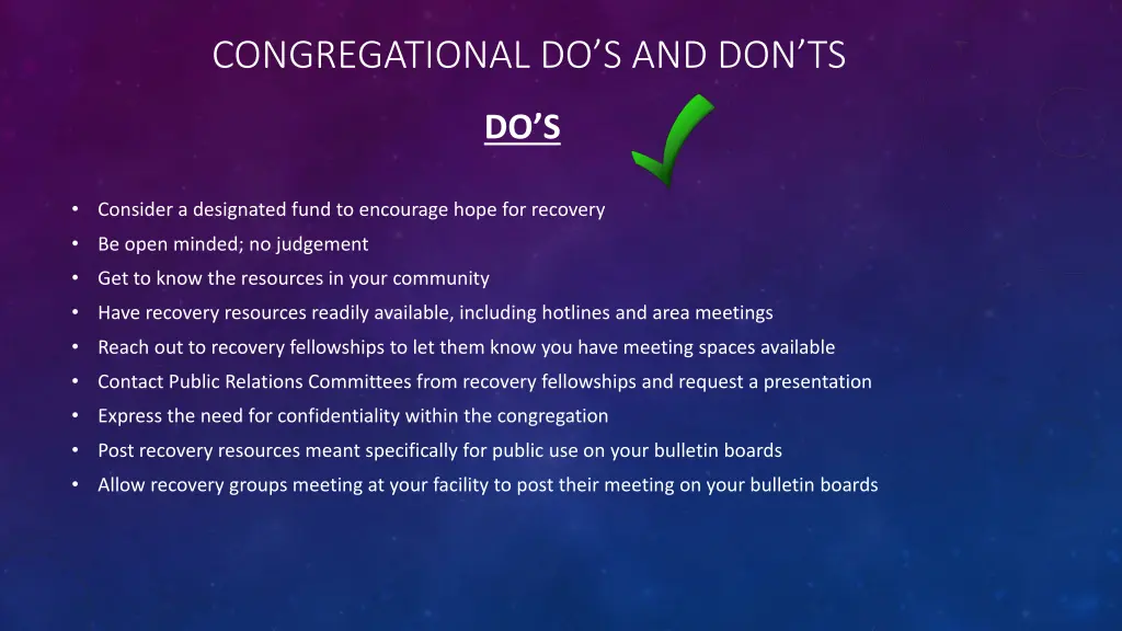 congregational do s and don ts 1