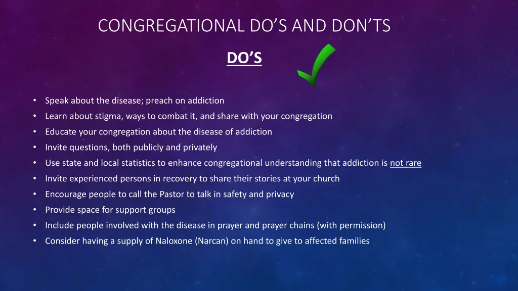 congregational do s and don ts