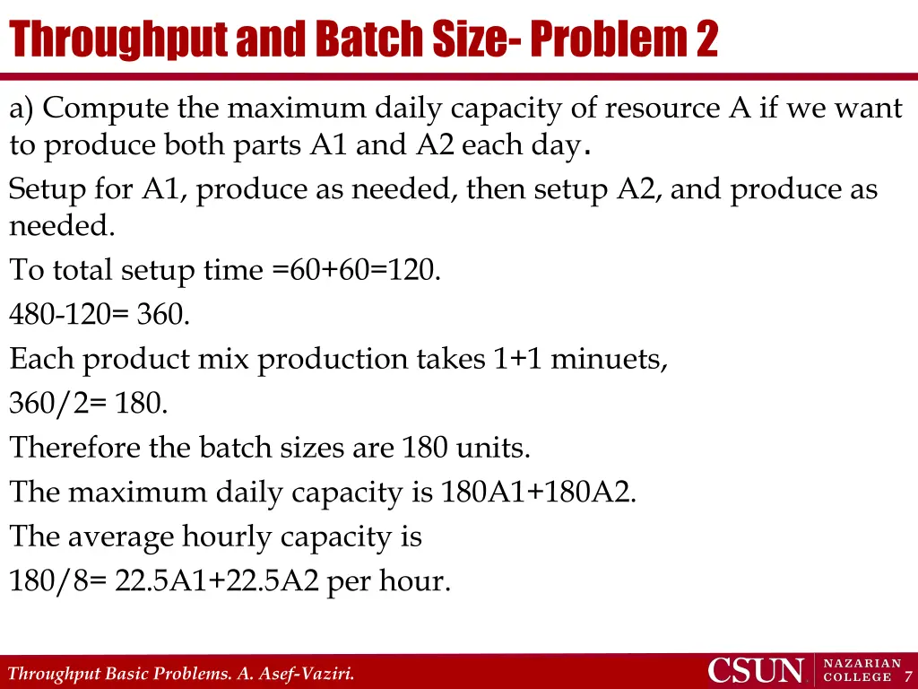 throughput and batch size problem 2 1