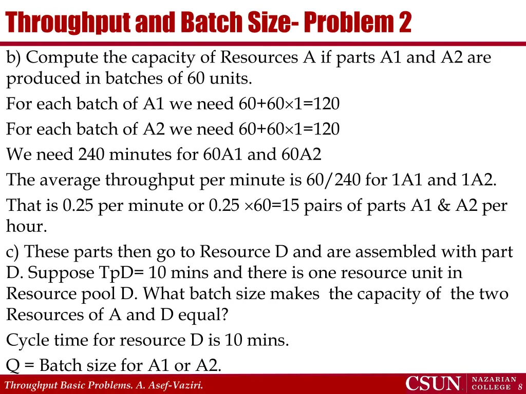 throughput and batch size problem 2 2