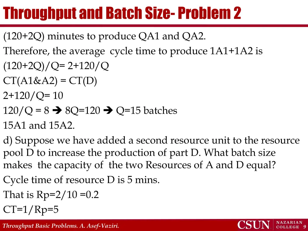 throughput and batch size problem 2 3