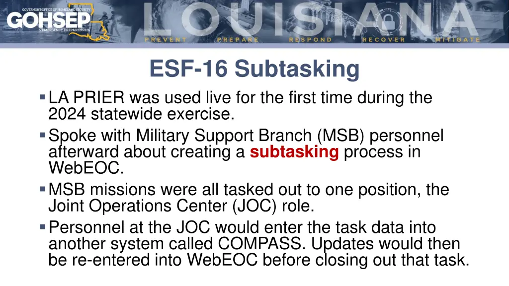 esf 16 subtasking