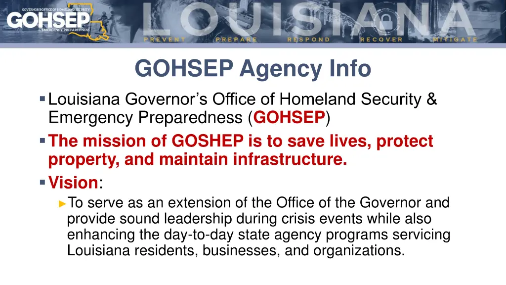 gohsep agency info louisiana governor s office
