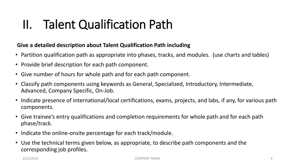 ii ii talent qualification path talent