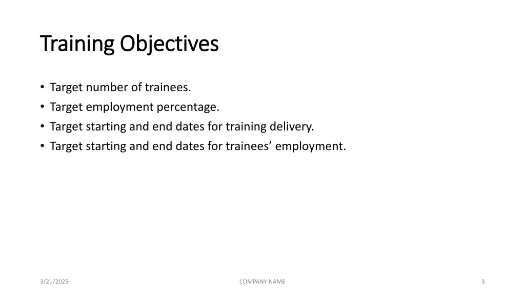 training objectives training objectives