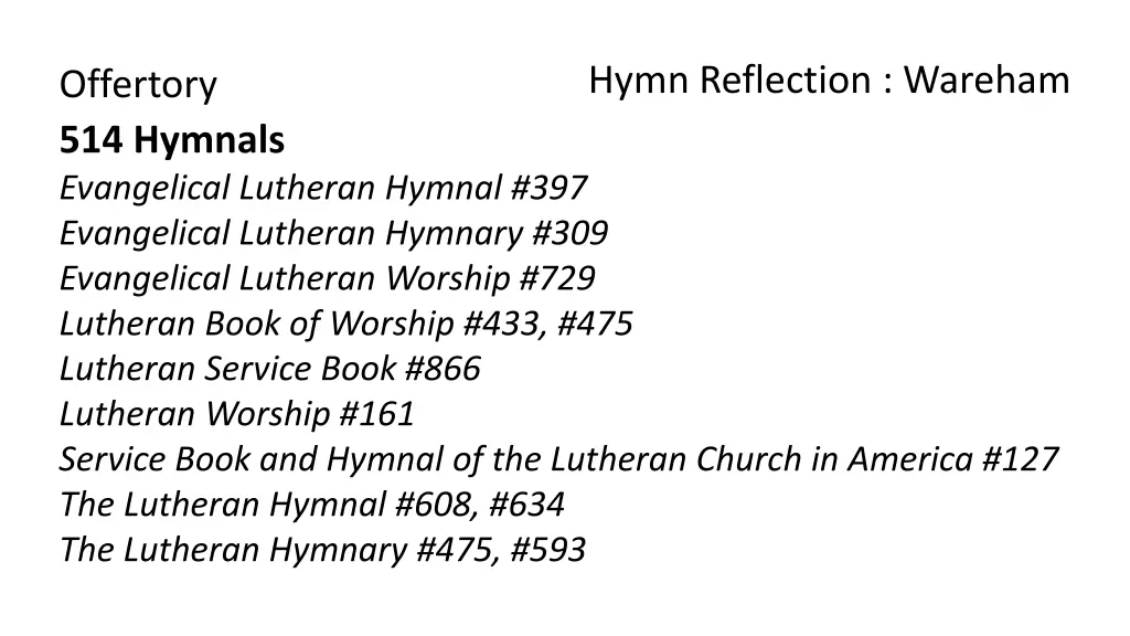 hymn reflection wareham