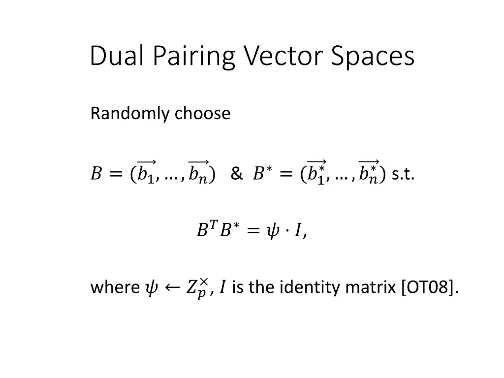 dual pairing vector spaces