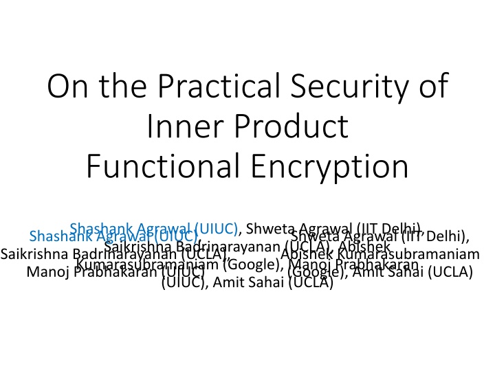 on the practical security of inner product