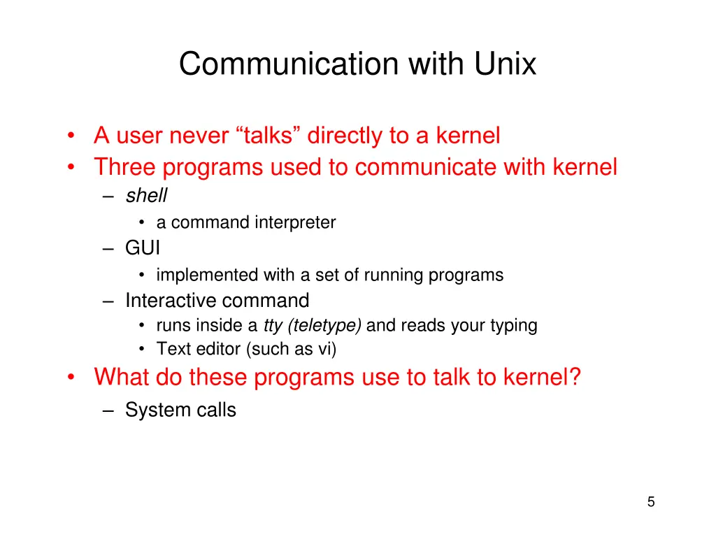 communication with unix
