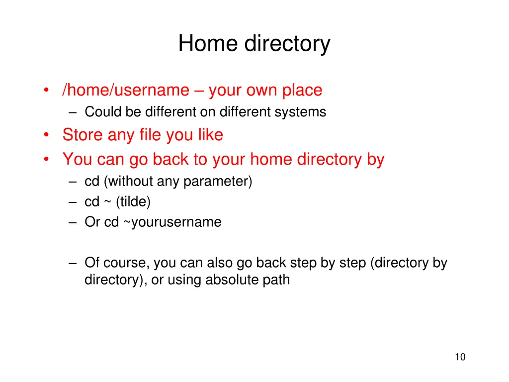 home directory