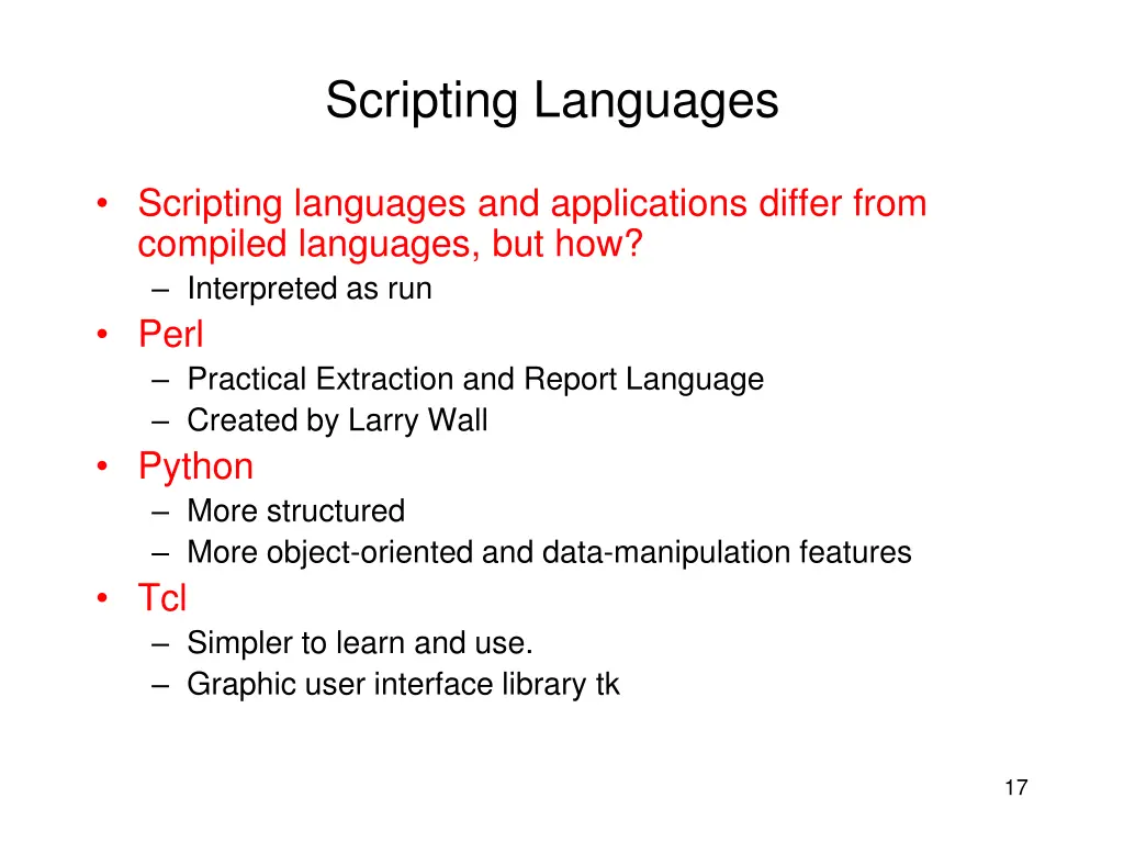 scripting languages