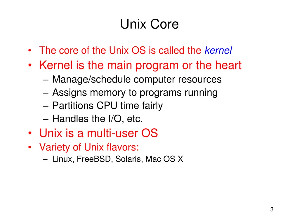 unix core