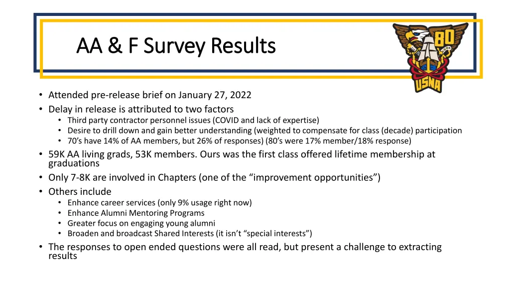 aa f survey results aa f survey results