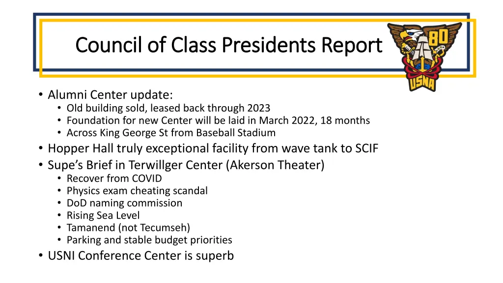 council of class presidents report council 1