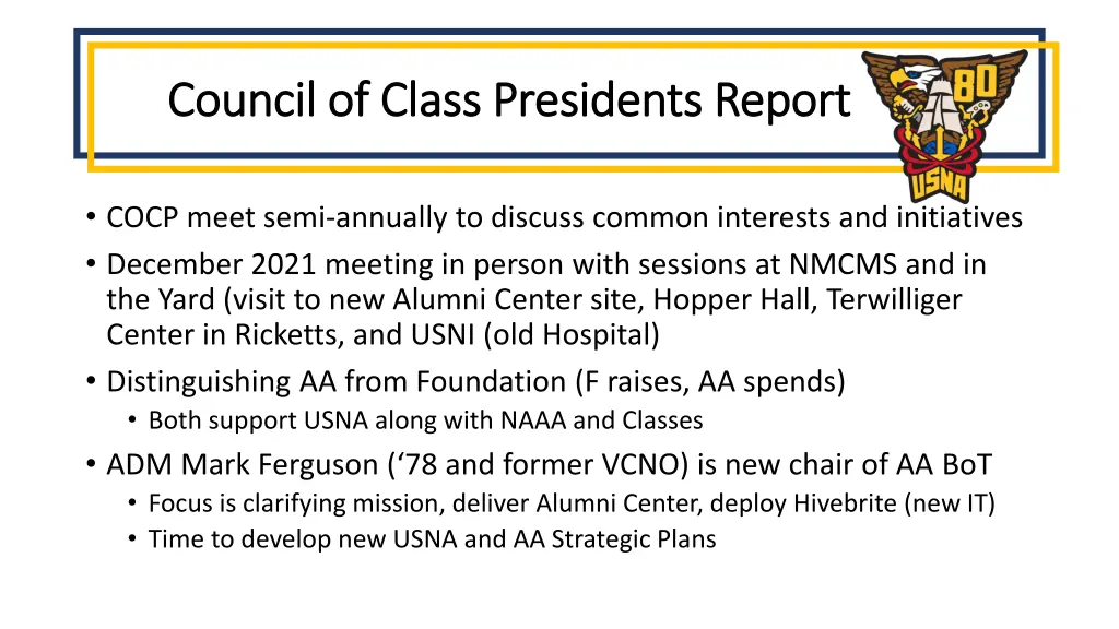 council of class presidents report council