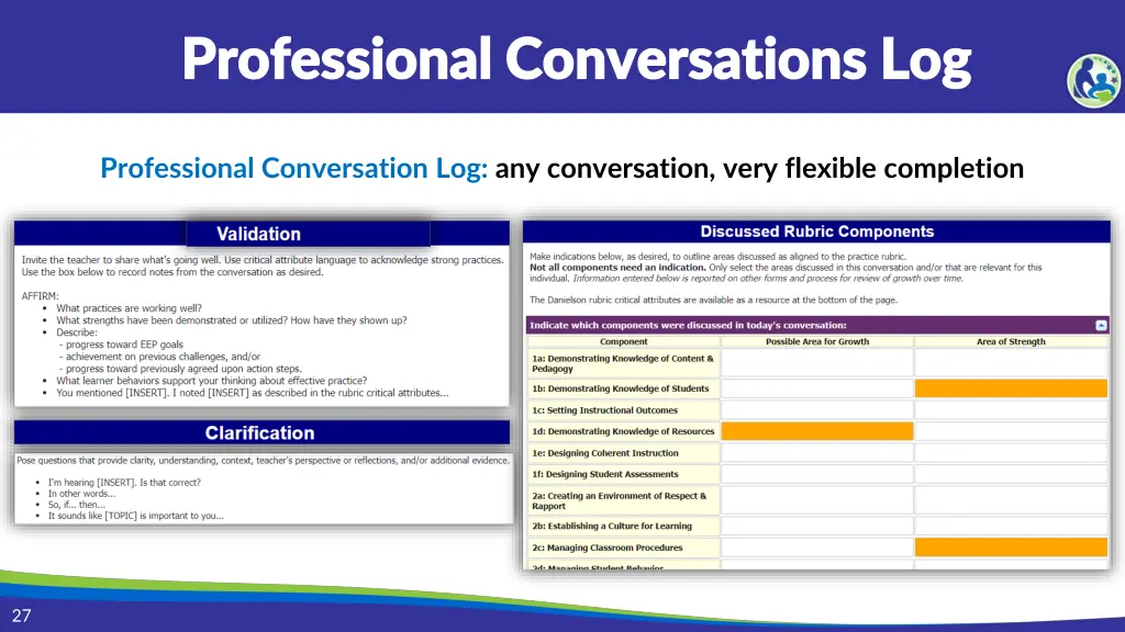 professional conversations log professional