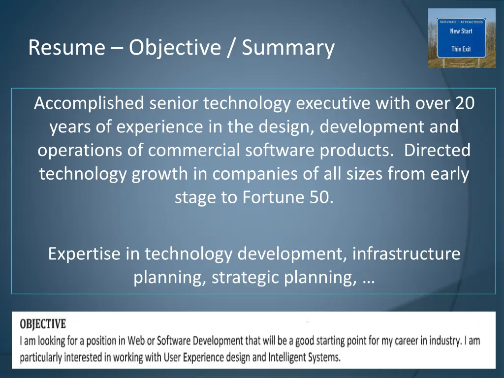 resume objective summary
