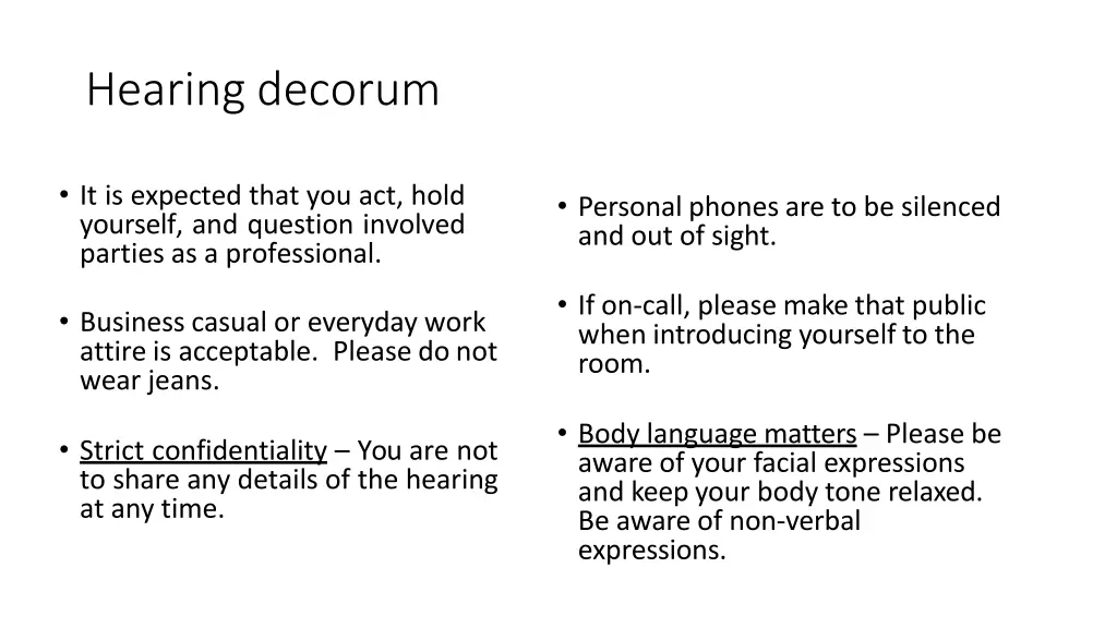 hearing decorum
