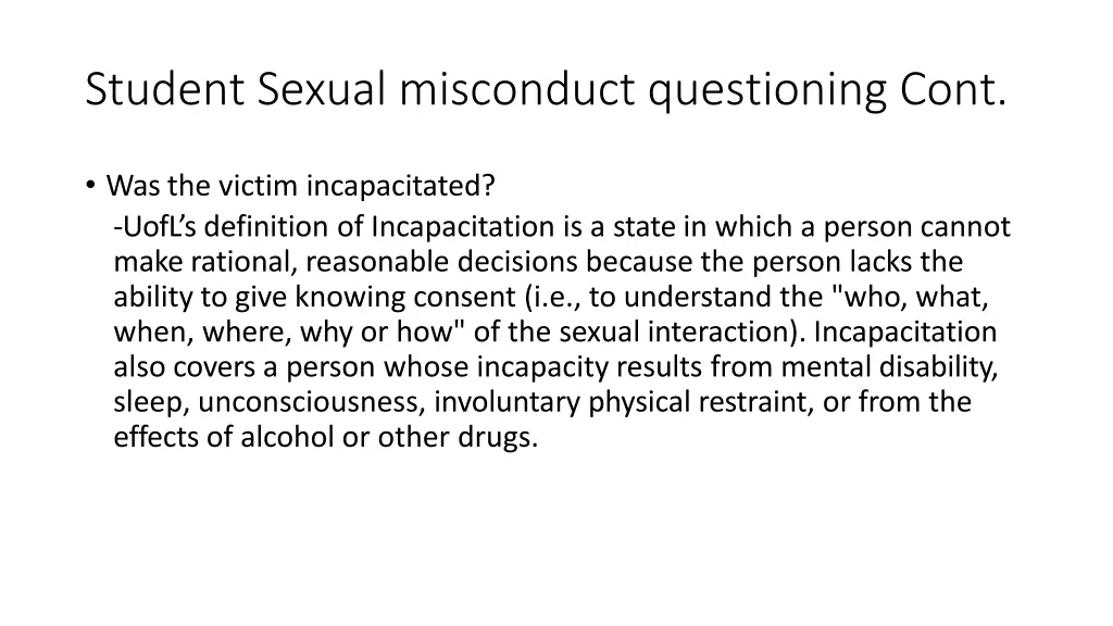 student sexual misconduct questioning cont