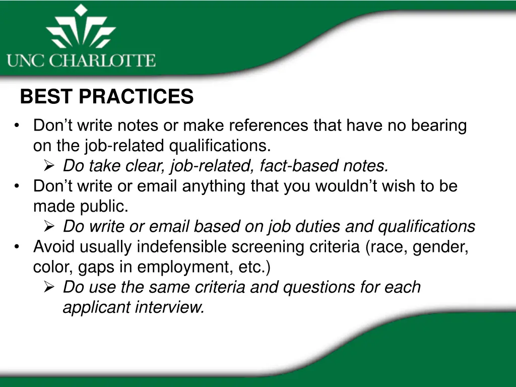 best practices don t write notes or make