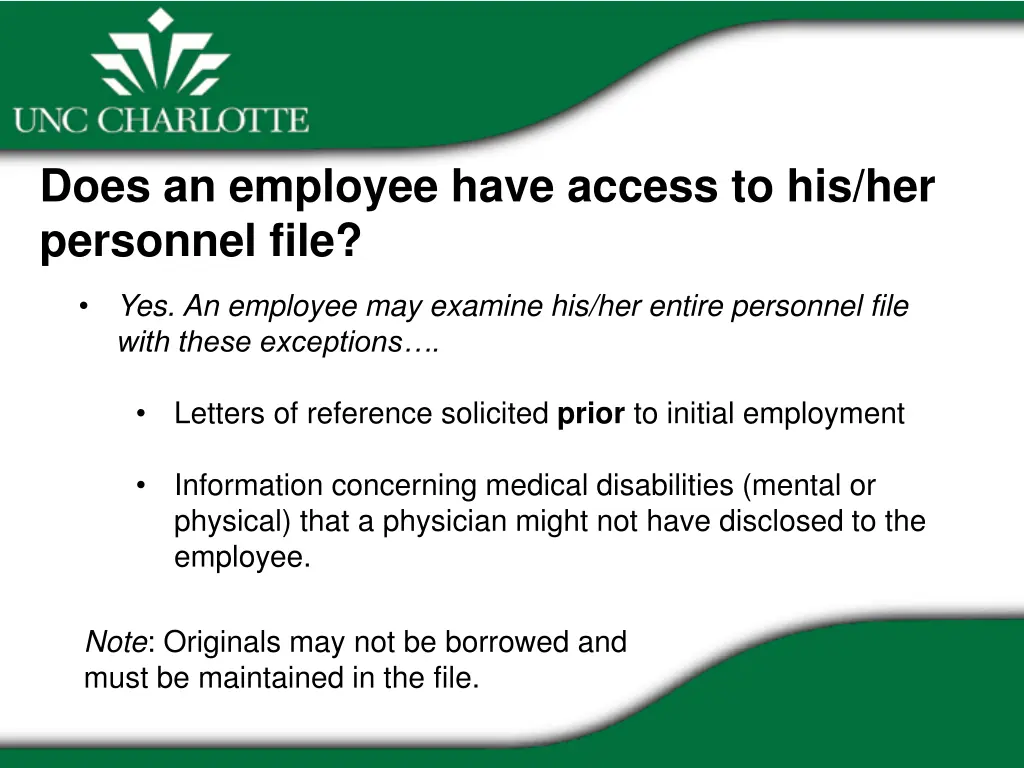 does an employee have access to his her personnel