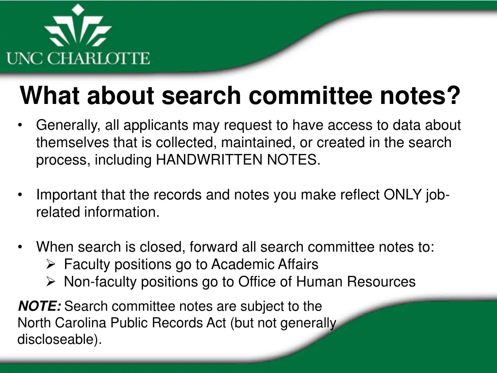 what about search committee notes generally