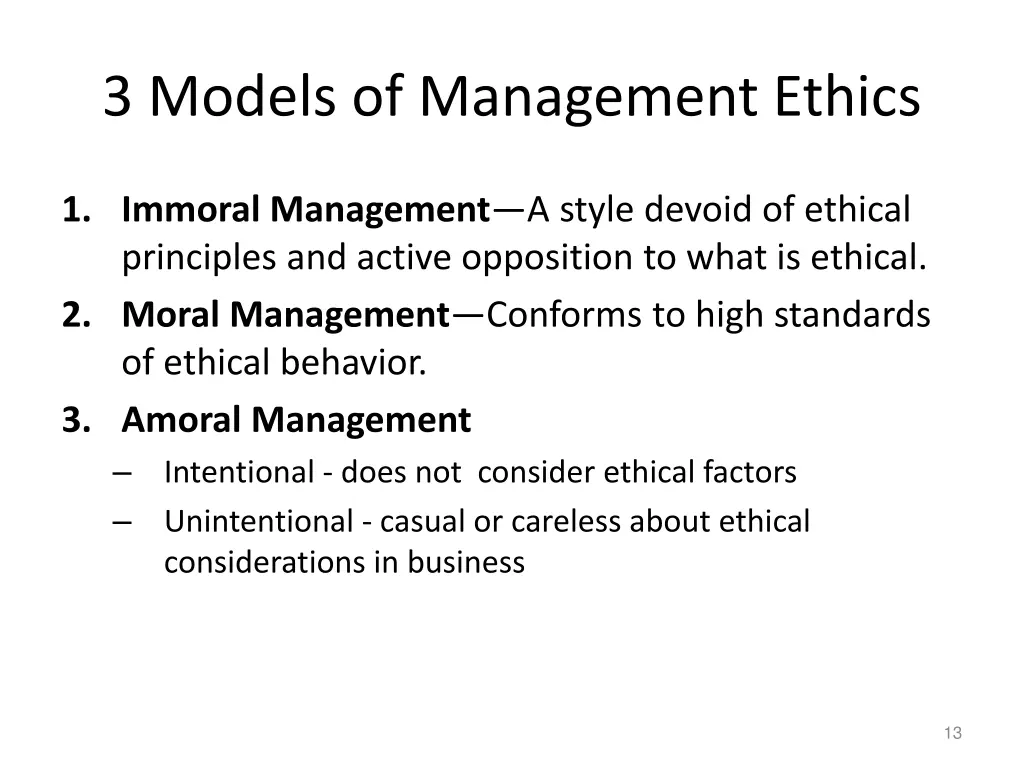 3 models of management ethics