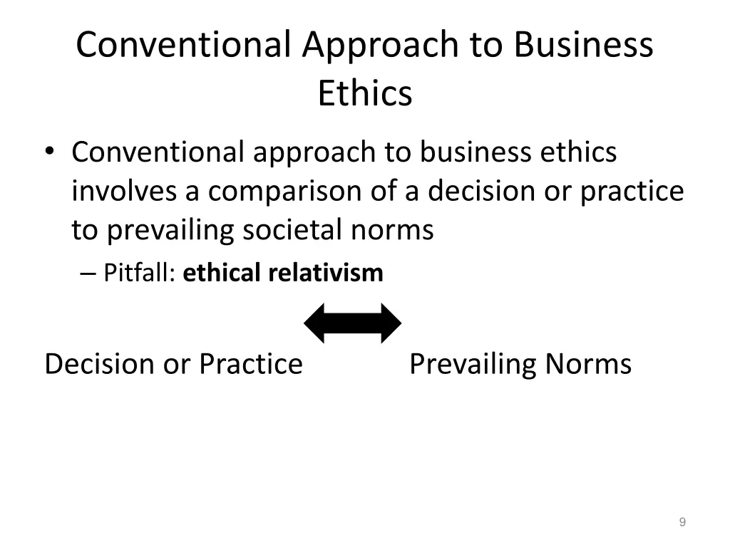 conventional approach to business ethics