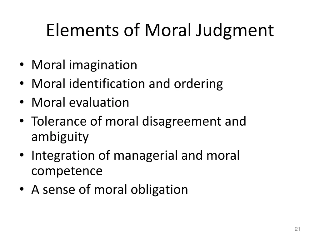 elements of moral judgment