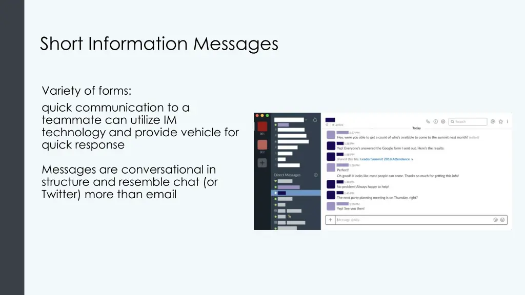short information messages