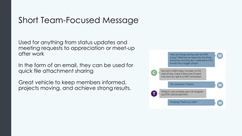 short team focused message