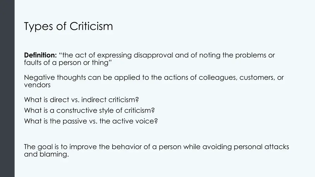 types of criticism