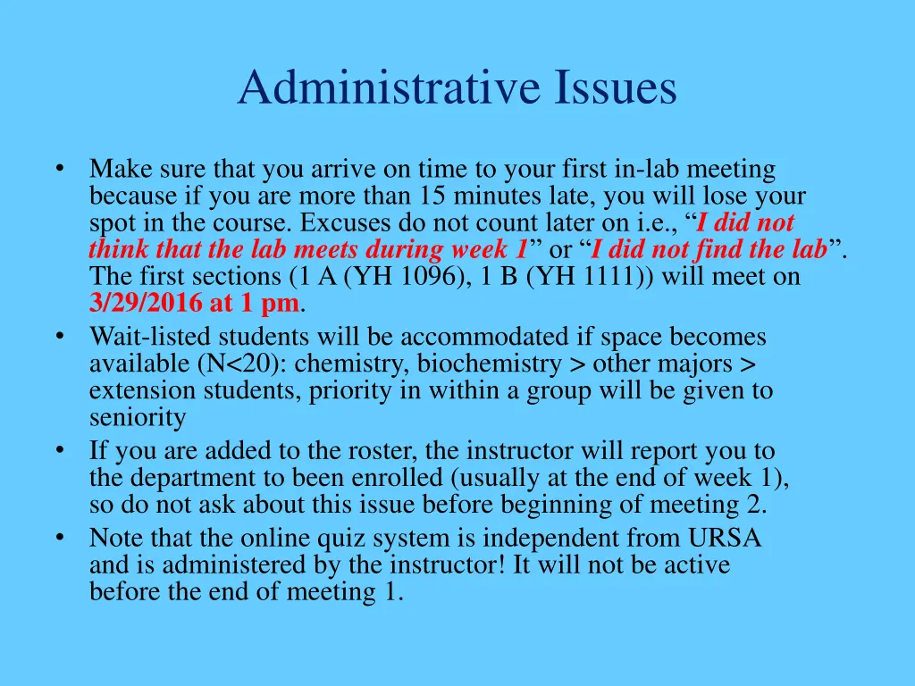 administrative issues