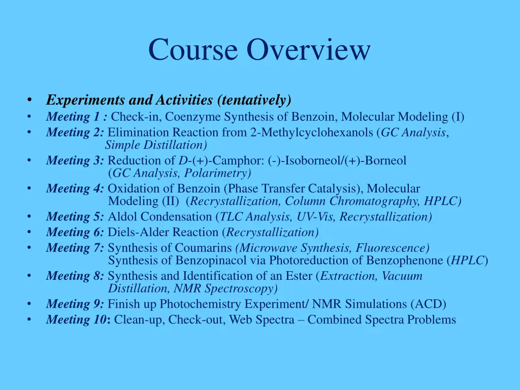 course overview