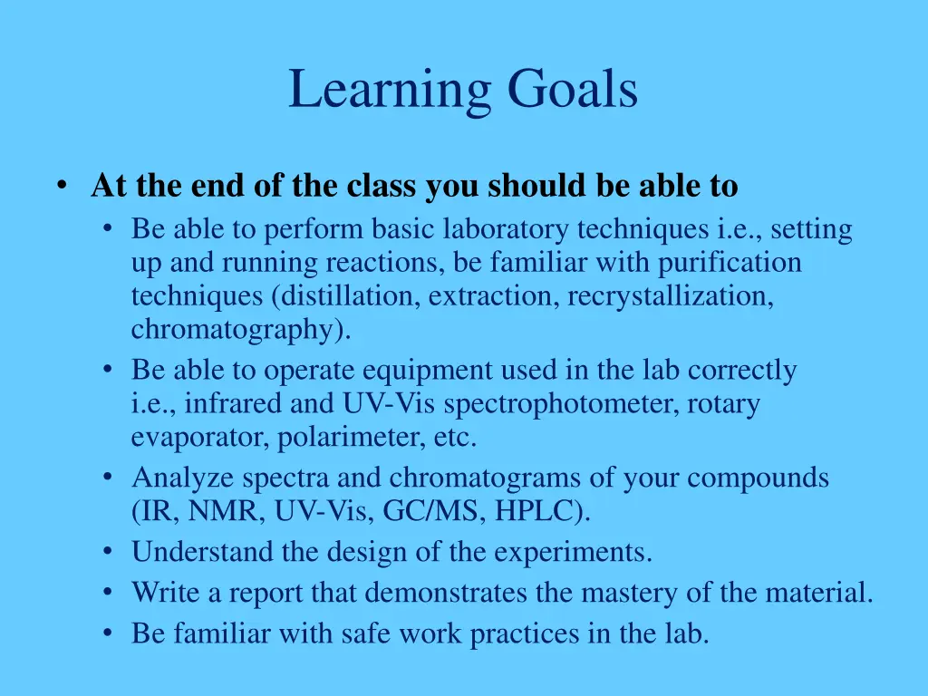 learning goals