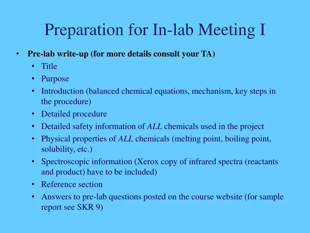 preparation for in lab meeting i