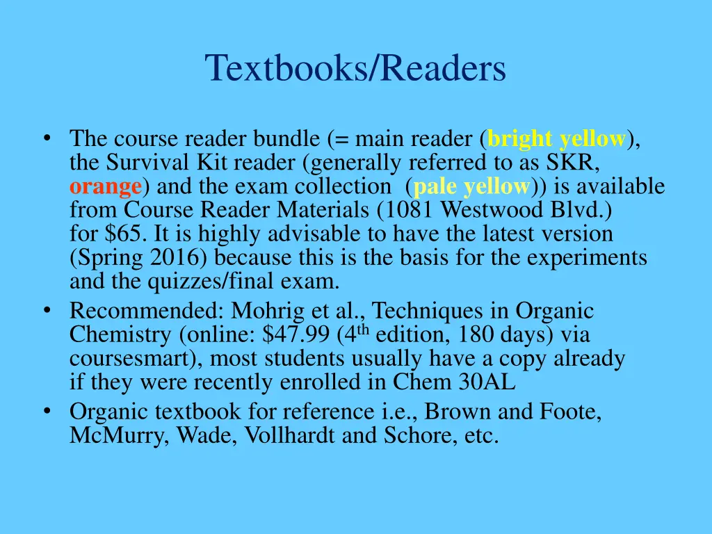 textbooks readers