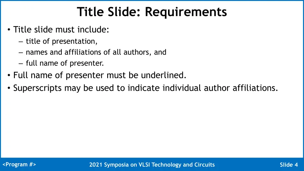 title slide requirements