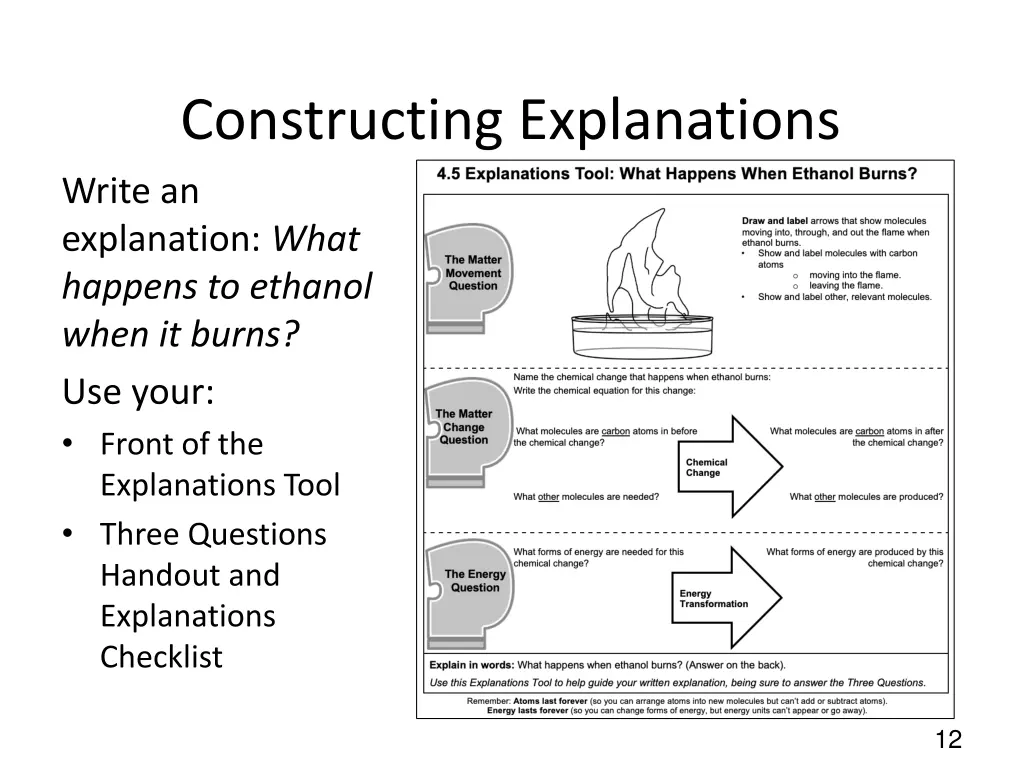constructing explanations write an explanation