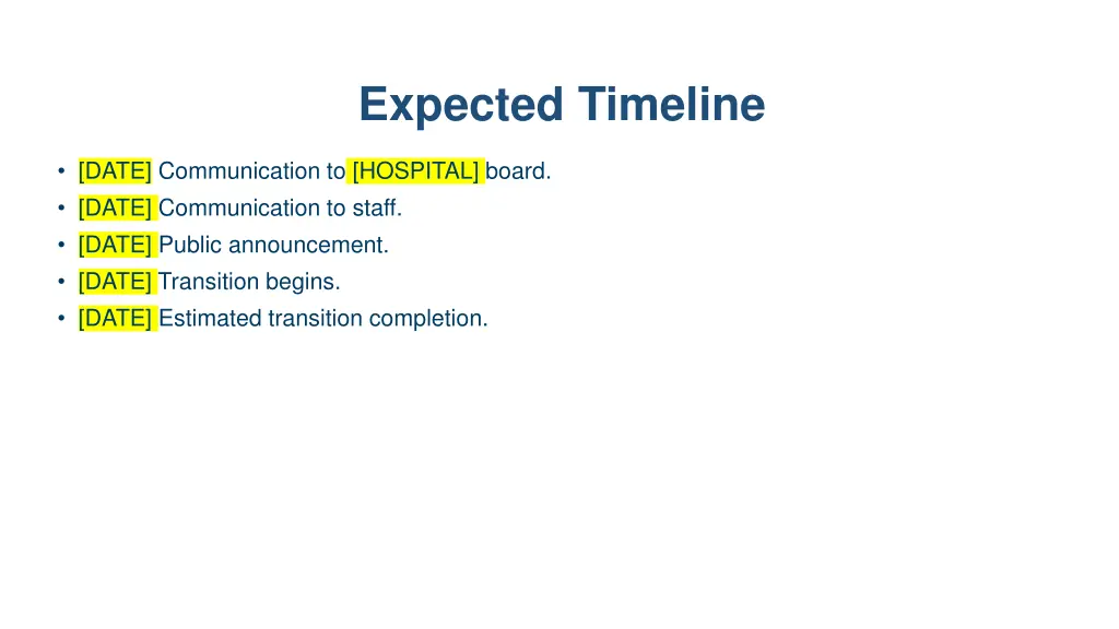 expected timeline