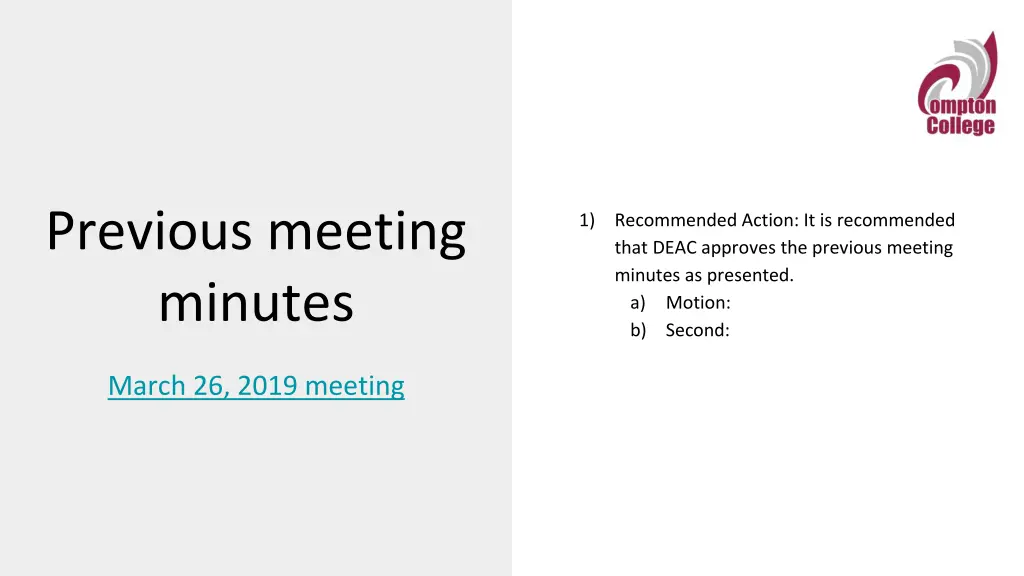 previous meeting minutes