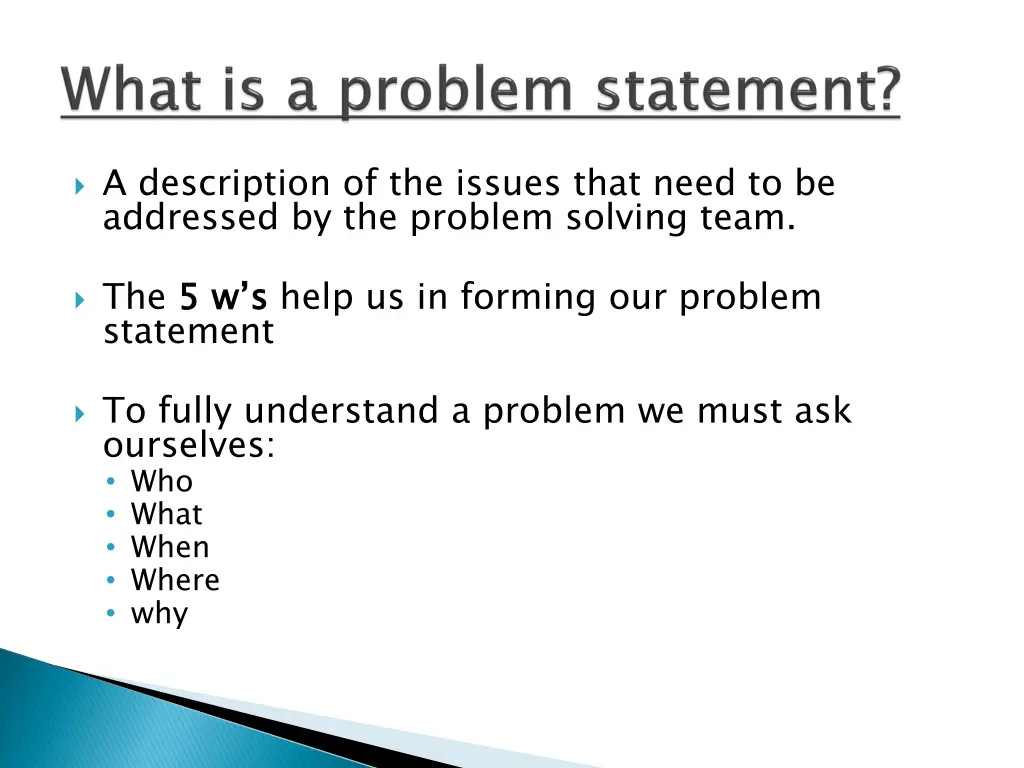 a description of the issues that need